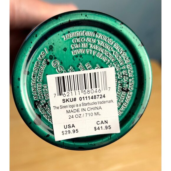 Starbucks 24 Oz Iridescent Green Mermaid Scales Tumbler Lid & Straw NWT NEW - Picture 3 of 3